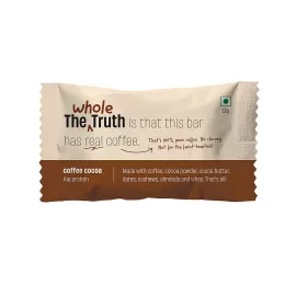 The Whole Truth Coffee Cocoa Protein Bar Pack of 12 x 52g All Natural Ingredients