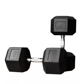 1441 Fitness Rubber Hex Dumbbells (50 Kg) â€“ Solid Cast Iron Core Rubber Coated Head