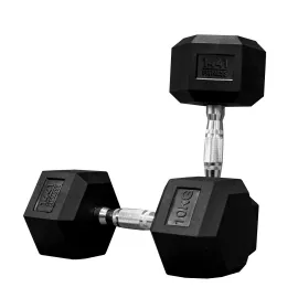1441 Fitness Rubber Hex Dumbbells (10 Kg) – Solid Cast Iron Core Rubber Coated Head Dumbbell [CLONE]