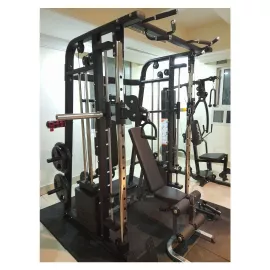 1441 فيتنس ماكينة سميث من هيفي ديوتي مع ماكينة السكوات / بكرة مرفق لات / لاندماين وبار لتمرين السحب للأعلى 