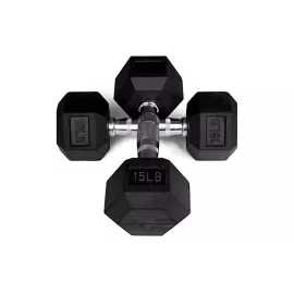 1441 Fitness Rubber Hex Dumbbells - 15 lbs