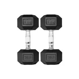 1441 Fitness Rubber Hex Dumbbells - 25 lbs