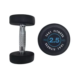1441 Fitness Premium Rubber Round Dumbbells - Blue (Sold as Pair) 2.5 Kg