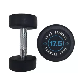 1441 Fitness Premium Rubber Round Dumbbells - Blue (Sold as Pair) 17.5 Kg