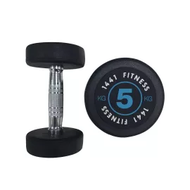 1441 Fitness Premium Rubber Round Dumbbells - Blue (Sold as Pair) 5 Kg