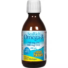 Natural Factors Searich Omega-3 Lemon Meringue EPA 750 mg DHA 500 mg 500 ML