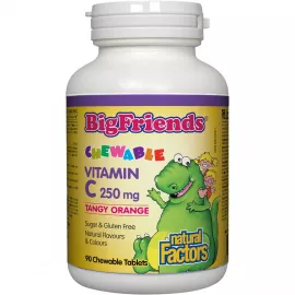 أقراص قابلة للمضغ فيتامين ج تانجي البرتقال بيج فريندز من ناتشورال فاكتورز 250 مج - 90 قرص قابل للمضغ