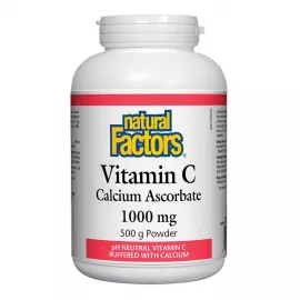 مسحوق فيتامين ج، كالسيوم، وأسكوربيت من  ناتشورال فاكتورز 500 جرام 1000 مج