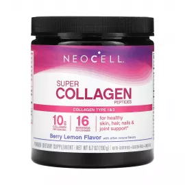 Neocell Super Collagen Peptides Powder (Type 1&3) 10g collagen peptides 6.7 Oz (190g) Berry Lemon Flavor With Other Natural Flavor. Keto certified + Gluten free + GrassFed.