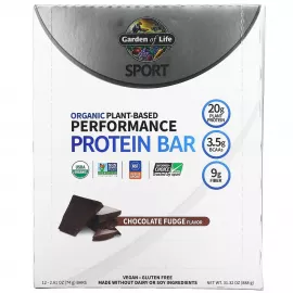Garden of Life Sport Organic Plant-Based Performance Protein Bar Chocolate Fudge 12 Bars (888g)