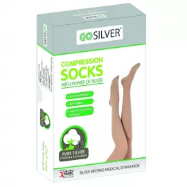 Go Silver Panty Hose, Compression Socks (23-32 mmHG) Open Toe Short/Norm Size 4