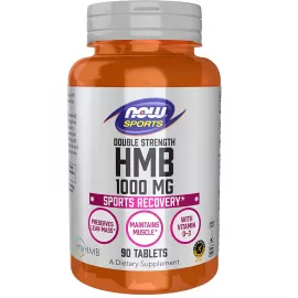 NOW Sports Nutrition HMB (β-Hydroxy β-Methylbutyrate) Double Strength 1000 mg 90 Tablets