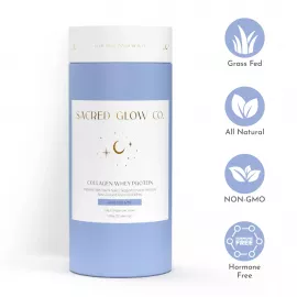 Sacred Glow Co Collagen Whey Protein New Zealand Grass-fed Whey Protein - Natural Chocolate Flavor 500g (20 Servings)