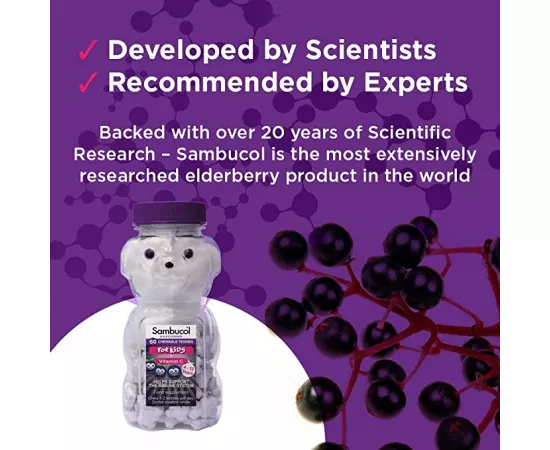 Sambucol Vitamin C For Kids Chewable Blackberry Teddies 60's