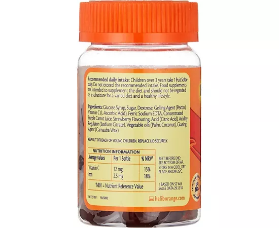 كبسولات الحديد وفيتامين C الخام للأطفال بنكهة التوت من هاليبورانج 30's