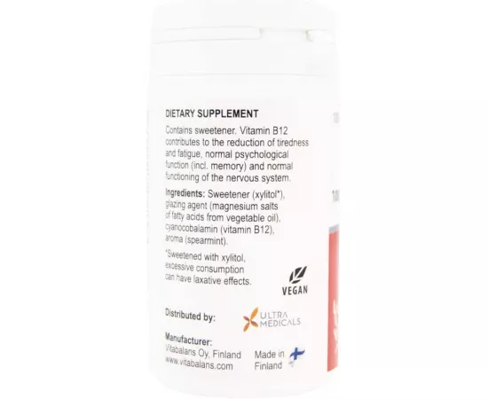  أقراص Vita B12 بتركيز 1000 مايكروجرام من فيتابلانس 100's