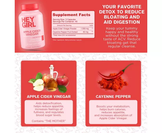 كبسولات خل التفاح النباتية من هاي جيرل نيوترشن  120's