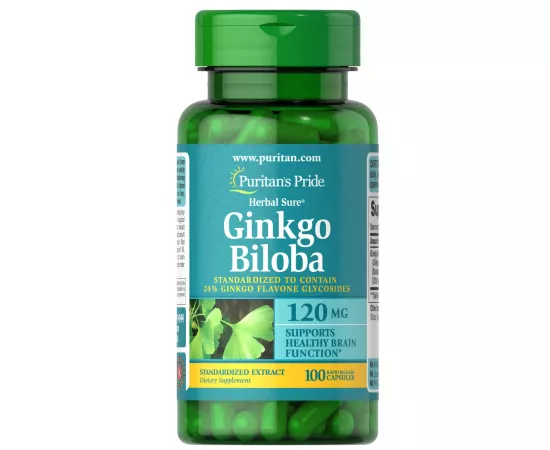  ستاندارايزد مستخلص الجنكو بيلوبا بتركيز 120 مللي جرام لصحة الدماغ وزيادة التركيز والانتباه من بوريتانز 100 