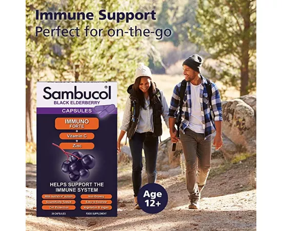 Sambucol Immuno Forte Vitamin C Zinc Black Elderberry Flavour Capsules 30's