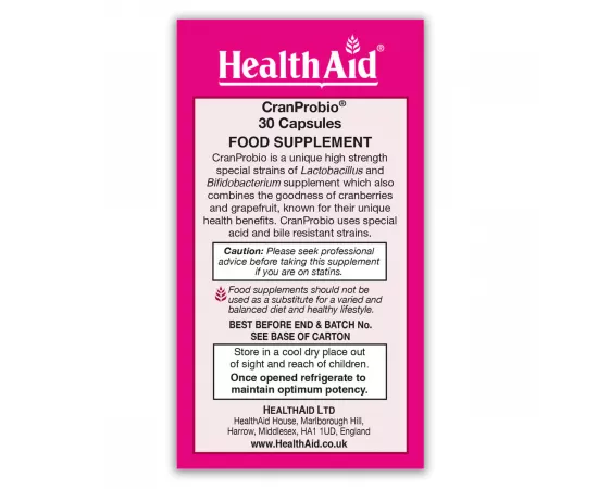 HealthAid Cranprobio (Cranberry Probiotic 5 Billion) 30 Capsules