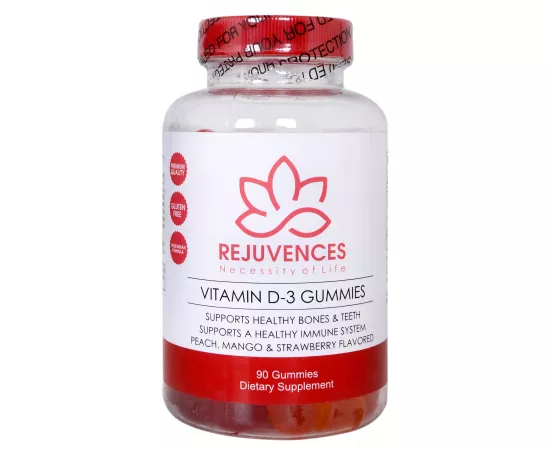 جاميز فيتامين دي 3 بتركيز 2000 IU الخالية من الجلوتين بنكهة خوخ المانجو من ريجوفينسيز  90  