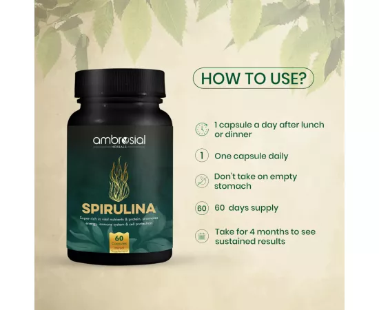  كبسولات السبيرولينا بتركيز 500 مللي جرام من أمبروسيال 1 علبة