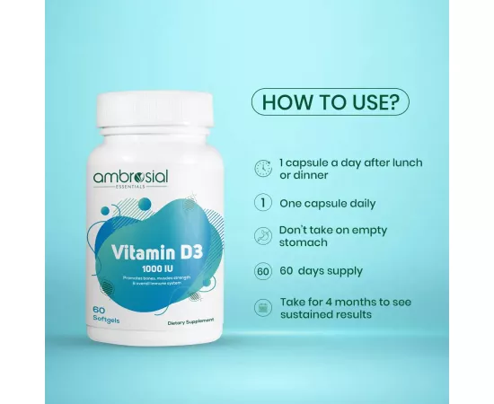 Ambrosial Vitamin D3 1000 IU 60's