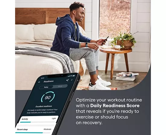 ساعة يد تشارج 5 الذكية المتطورة مع أدوات للقلب، والتوتر باللون الأسود والجرافيت الفولاذي من فيتبيت