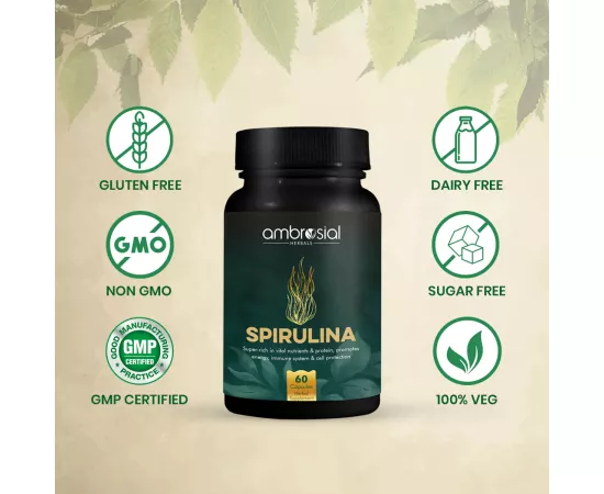  كبسولات السبيرولينا بتركيز 500 مللي جرام من أمبروسيال 2 علبة