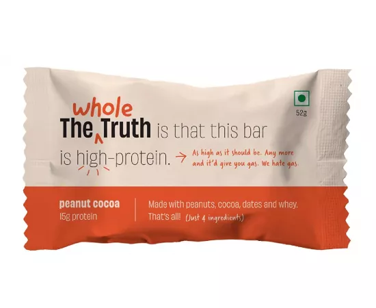 ذا هول تروث بار البروتينs Peanut Cocoa علبة of 6 x 52جرام مكونات طبيعية