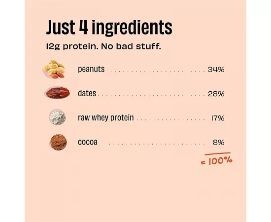 ذا هول تروث بار البروتينs Peanut Cocoa علبة of 6 x 52جرام مكونات طبيعية