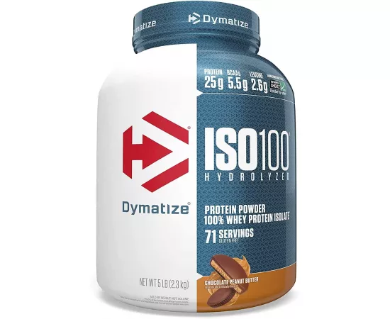 Dymatize ISO 100 Whey Protein Powder Chocolate Peanut Butter 5 lbs (2.3 Kg)