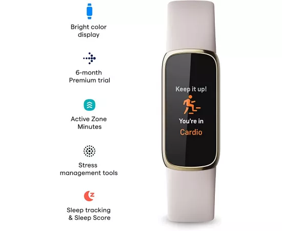 Fitbit Luxe Fitness And Wellness Lunar White And Soft Gold Color Tracker