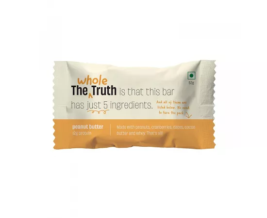 ذا هول تروث بار البروتينs زبدة الفول السوداني علبة of 6 x 52جرام each مكونات طبيعية