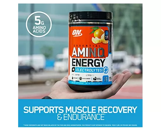 الأحماض الأمينية الأساسية للطاقة + الأملاح المعدنية بنكهة التانجرين من أوبتيموم نيوتريشن 285جرام