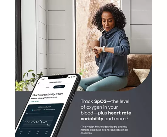 ساعة يد تشارج 5 الذكية المتطورة مع أدوات للقلب، والتوتر باللون الأسود والجرافيت الفولاذي من فيتبيت