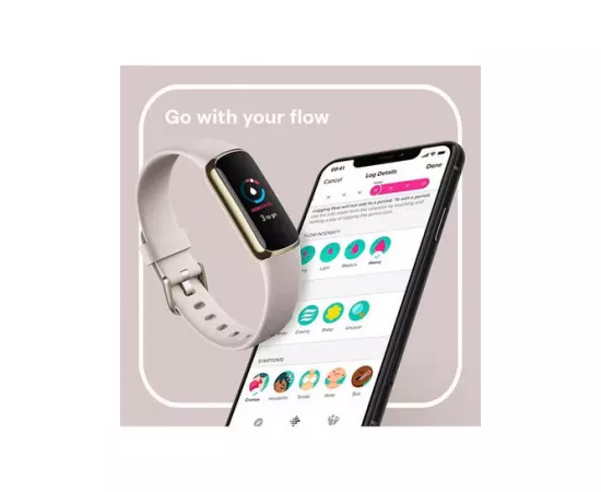 Fitbit Luxe Fitness And Wellness Lunar White And Soft Gold Color Tracker