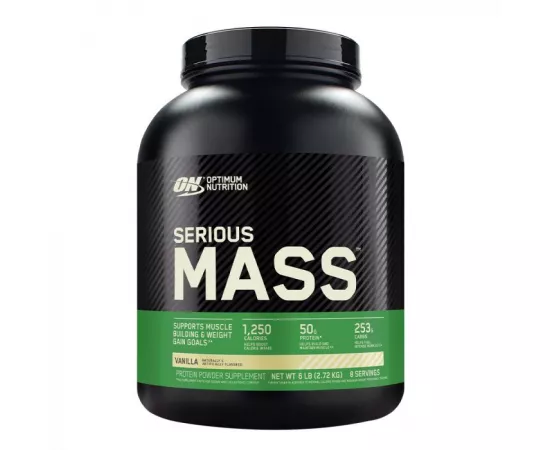 سيرياس ماس جينر لزيادة الوزن والعضلات بنكهة الفانيليا من أوبتيموم نيوتريشن 6 رطل 16 حصة