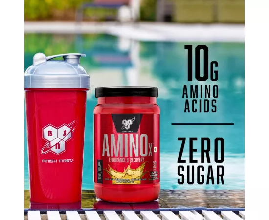 أمينو إكس لقوة التحمل وتعزيز الاستشفاء بنكهة عصير الفواكه من بي إس إن 15.3 أوقية (435 جرام)