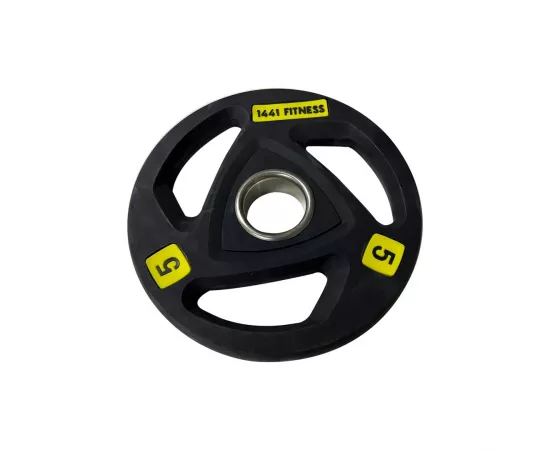 1441 من فيتنيس PU لوحات الأوزان الأوليمبية سوداء قبضة ثلاثية 5 كجم 