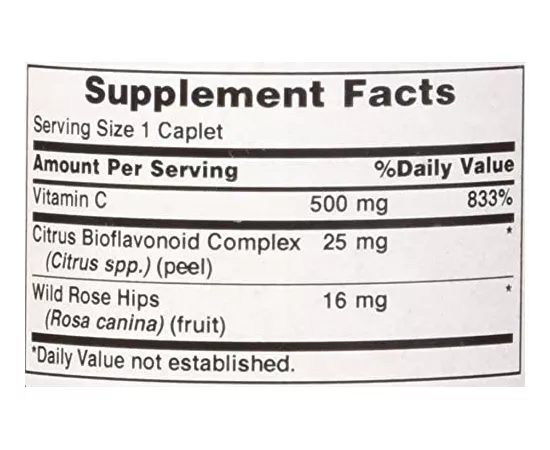 كابلت فيتامين سي بتركيز 500 مللي جرام مع الفلافونيدات و ثمرة الورد من بوريتانز برايد 100 