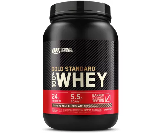 مسحوق واي بروتين جولد ستاندرد 100% بنكهة إكستريم شوكولاتة الحليب من أوبتيموم نيوتريشن  رطل2 