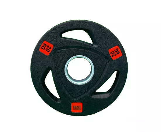 1441 Fitness Black Red Tri-Grip Olympic Rubber Plates 20 Kg