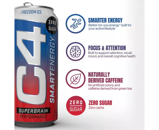 مشروب طاقة سي 4 سمارت فريدوم آيس 16 أونصة - 12 مجموعة