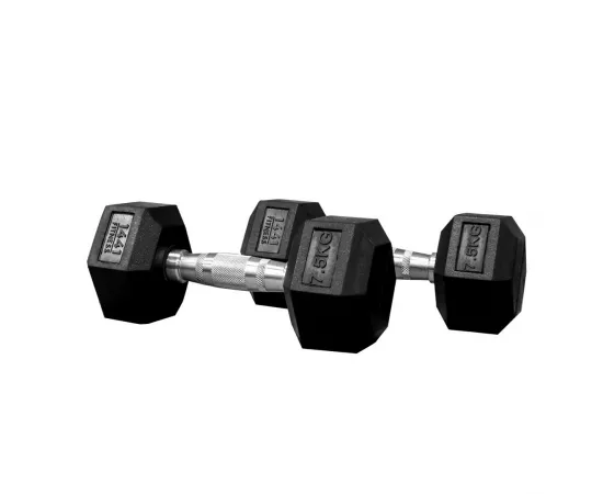 1441 Fitness Rubber Hex Dumbbells (7.5 Kg) â€“ Solid Cast Iron Core Rubber Coated Head
