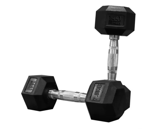 1441 Fitness Rubber Hex Dumbbells (7.5 Kg) â€“ Solid Cast Iron Core Rubber Coated Head