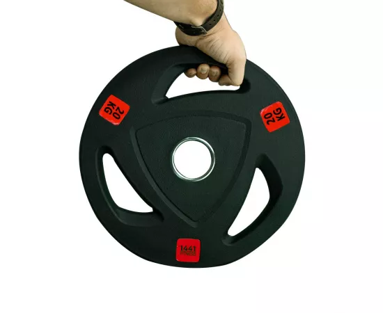 1441 Fitness Black Red Tri-Grip Olympic Rubber Plates 20 Kg