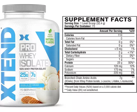 واي مسحوق البروتين المعزول بنكهة أيس كريم الفانيليا من إكستيند برو  70 حصة