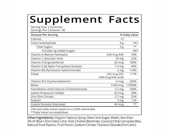 SugarBear Hair Vitamins Vegan Gummy 60's (1 Month Supply)