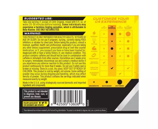 مسحوق سي 4 أوريجينال قبل التمرين بنكهة بلو راز مثلج 30 حصة